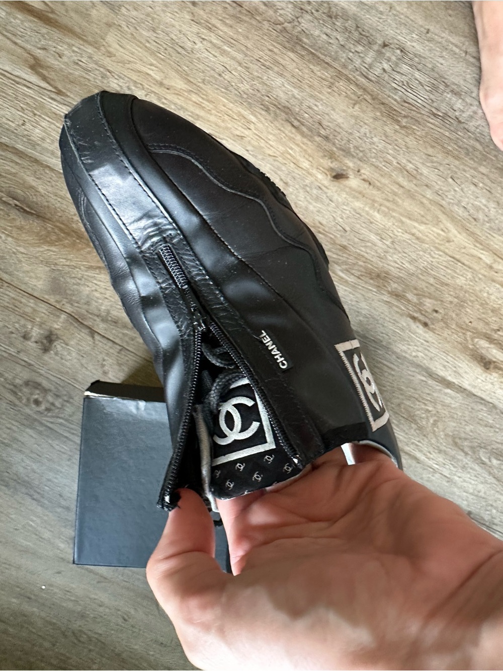 CHANEL Black Leather Sneakers - Picture 12 of 12